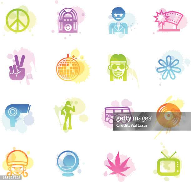stains icons - retro - vintage television white background stock illustrations