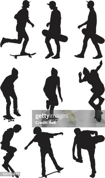 male skate boarders - skateboard stock illustrations