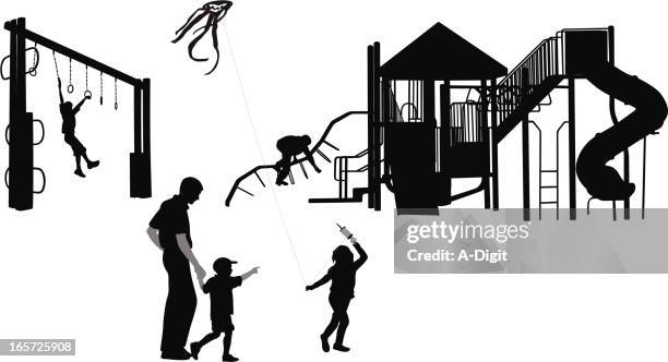 playings vector silhouette - child climbing stock illustrations