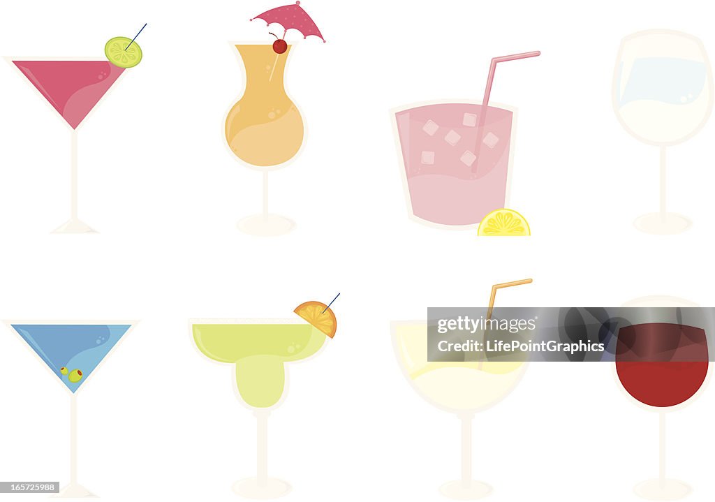 Acht Cocktail Getränke