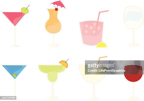 ilustrações de stock, clip art, desenhos animados e ícones de oito cocktail de bebidas - bebida gelada