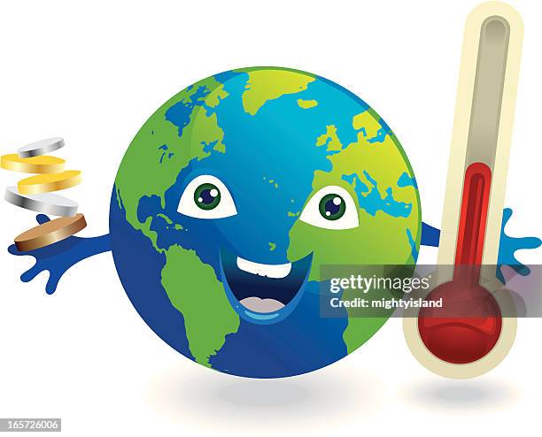 fundraising thermometer and globe - fundraiser thermometer stock illustrations