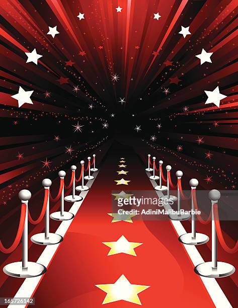 bildbanksillustrationer, clip art samt tecknat material och ikoner med illustration of a red carpet with stars - walk of fame
