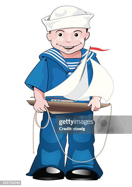 sailorboy - kid sailing stock-grafiken, -clipart, -cartoons und -symbole