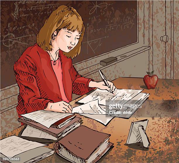 dedicated teacher - teacher with folder stock illustrations