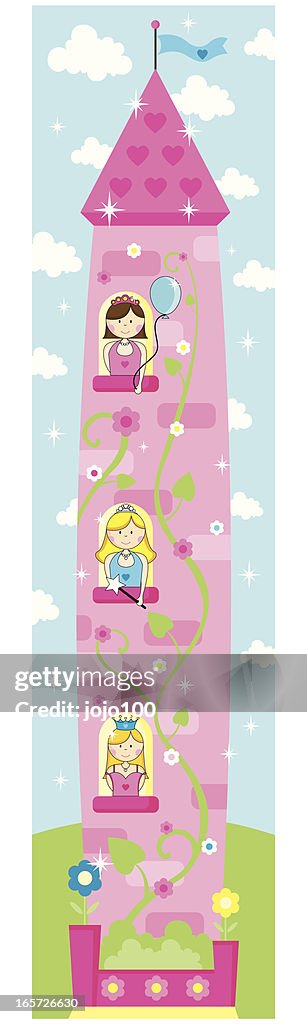 Tall Pink Princess Tower with Climbing Beanstalk.