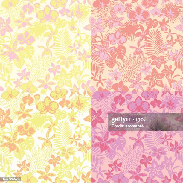 orchids pattern - moth orchid stock illustrations
