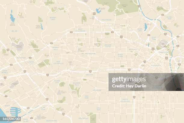 los angeles map - downtown district stock illustrations