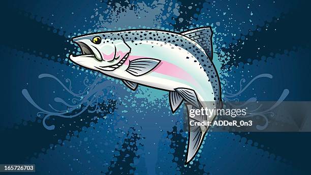 trout wallpaper mural - freshwater fish stock illustrations