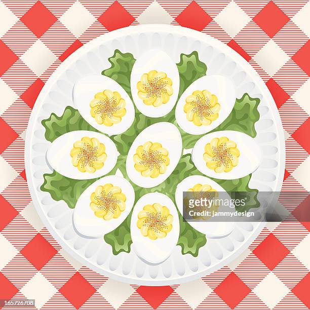 deviled eggs - paprika stock illustrations