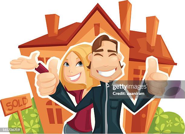 house buying - happy couple stock illustrations