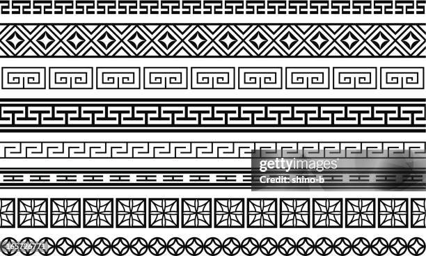 stockillustraties, clipart, cartoons en iconen met eight asian style borders - aziatische cultuur