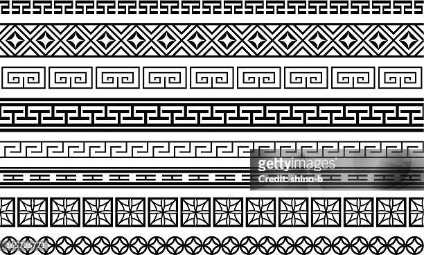 eight asian style borders - east asian culture stock illustrations