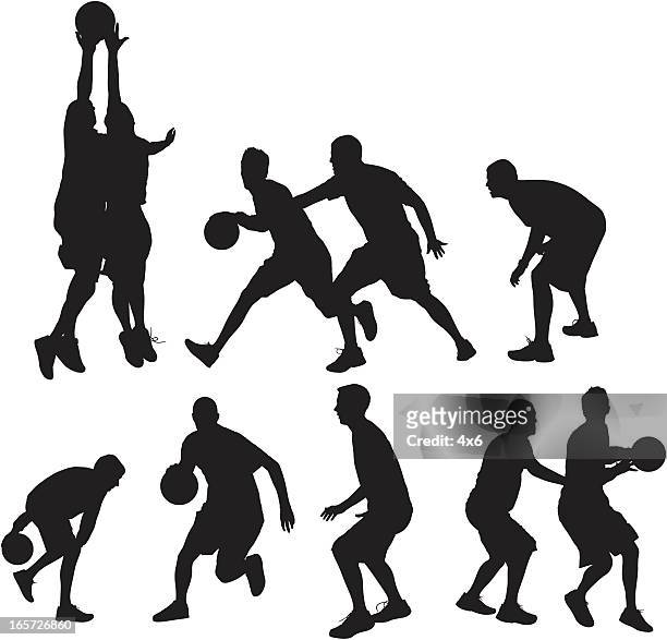 basketball players playing ball - try scoring stock illustrations