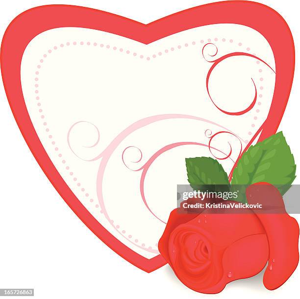 heart shape with rose - scroll pattern background stock illustrations