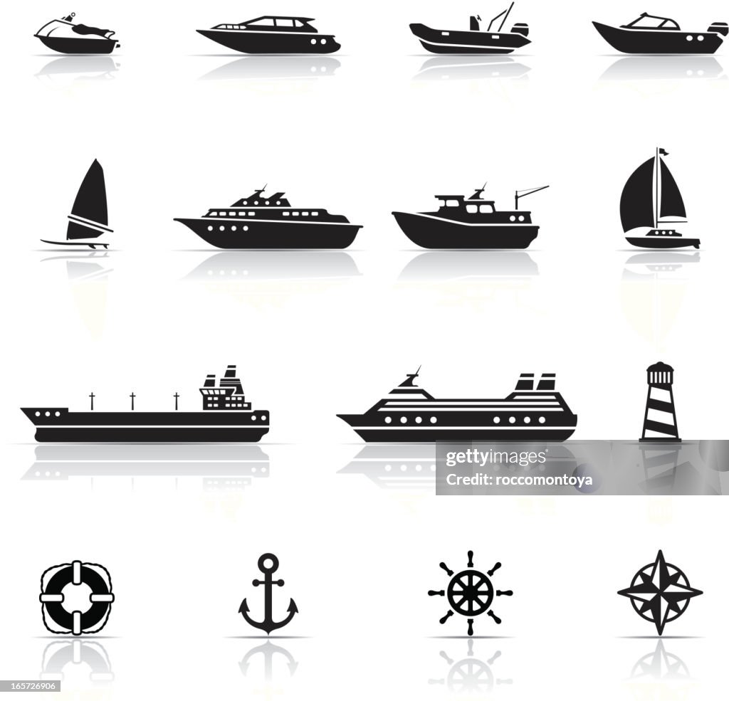 Icon-Set, Boote und Schiffe