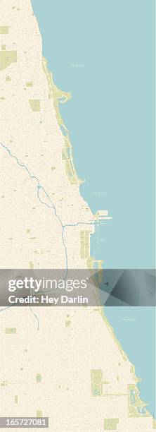 stockillustraties, clipart, cartoons en iconen met chicago coastline map - chicago map