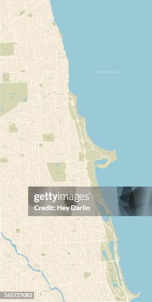 chicago map northern coast - lake michigan stock illustrations