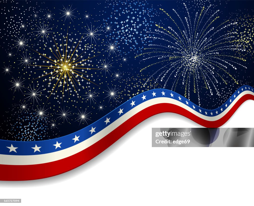 Fireworks Exploding Fourth Fourth Of July Background With Fireworks Exploding High-Res Vector ...