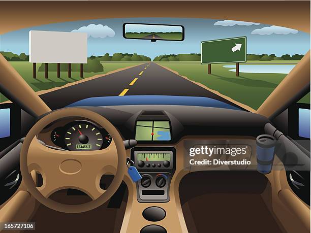 modern car dashboard - car cup holders stock illustrations