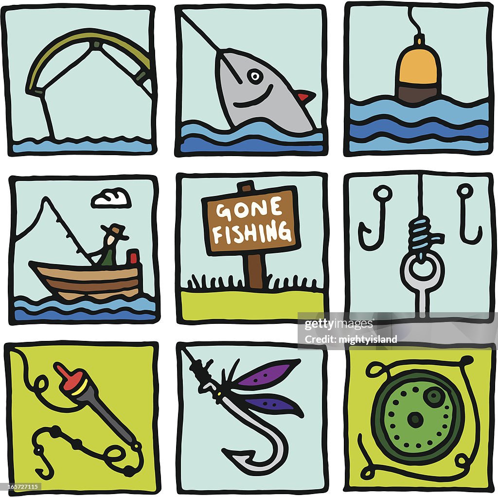Fishing icon blocks