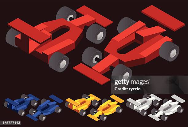 isometric open-wheel single-seater racing car racing cars - empty car front view stock illustrations