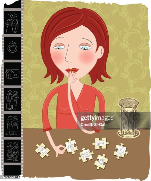modern woman's dilemma - concerned parent stock illustrations