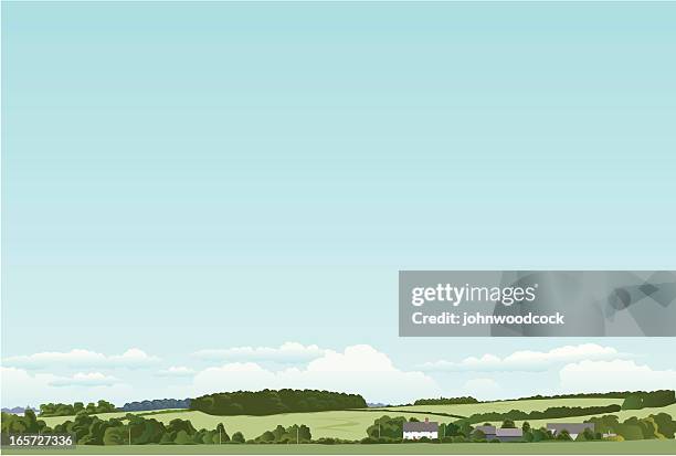 englische landschaft - farmhouse stock-grafiken, -clipart, -cartoons und -symbole