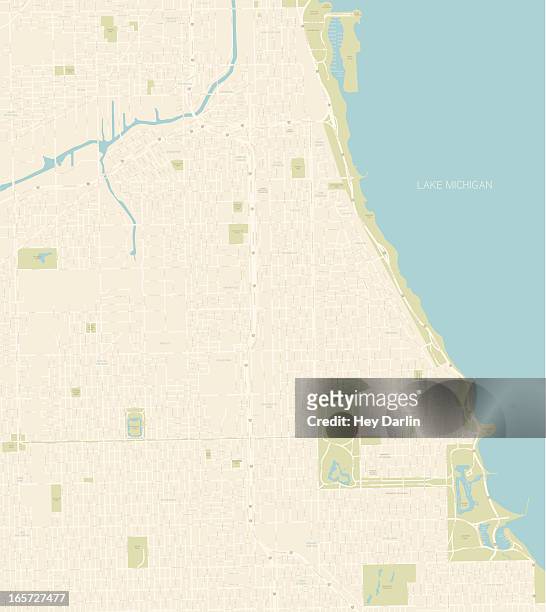 chicago map southern coast - lake michigan stock illustrations