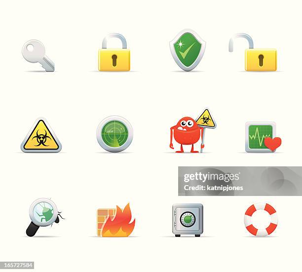 icon set - security - computer bug stock illustrations