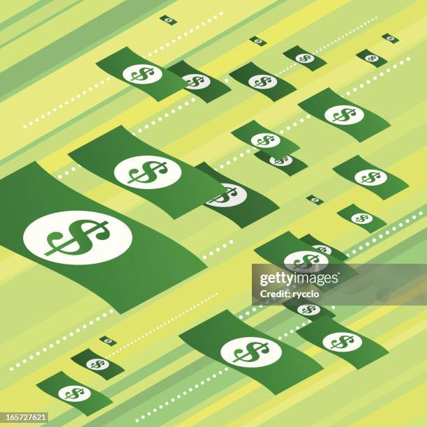 money falling down isometric - wire transfer stock illustrations