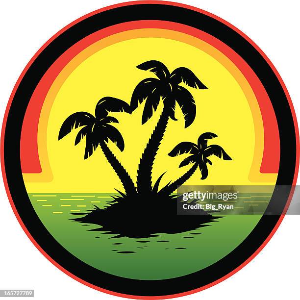 jamaican sunset - jamaica stock illustrations