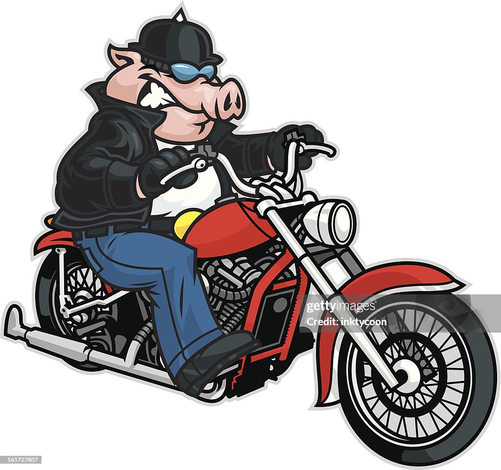 Pig Riding Motorcycle High-Res Vector Graphic - Getty Images