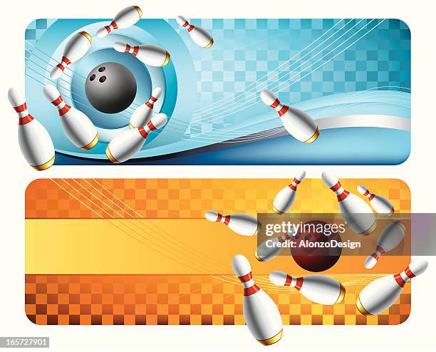 stockillustraties, clipart, cartoons en iconen met bowling banners - bowlen