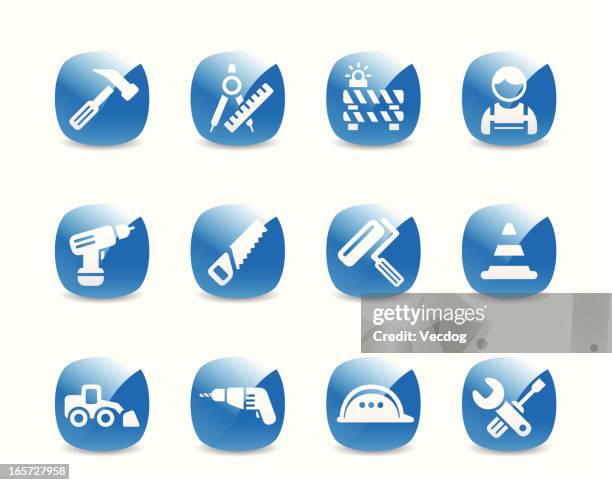 construction icon set - using circular saw stock illustrations
