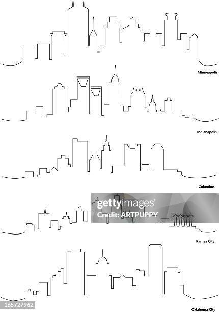 stylized line drawings of american cities - minneapolis stock illustrations