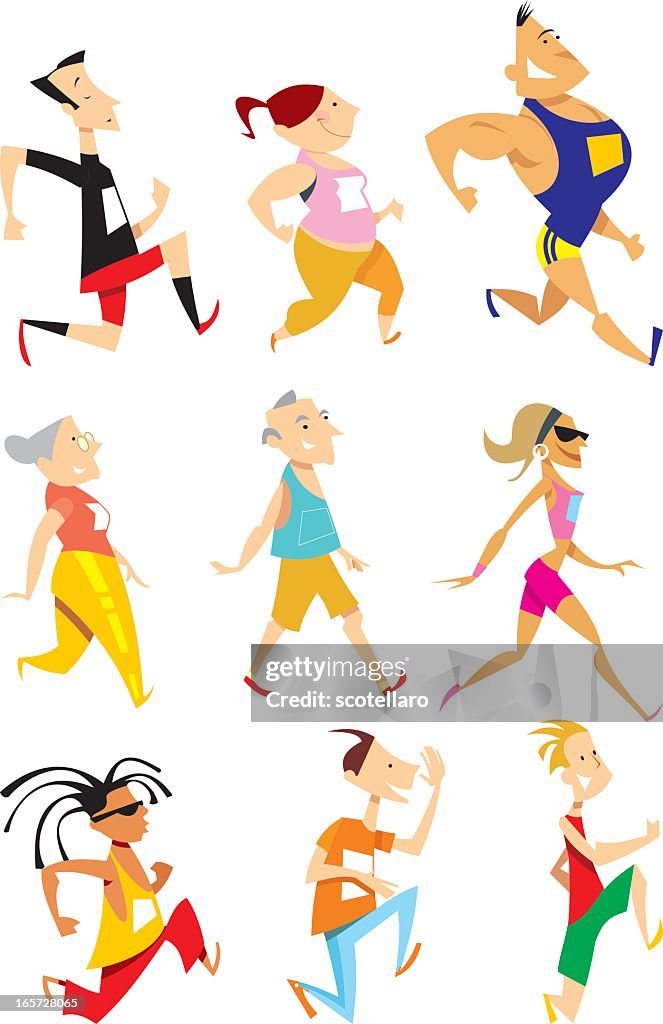 Runnin Character 6 Different Running Characters On White Background High-Res Vector ...