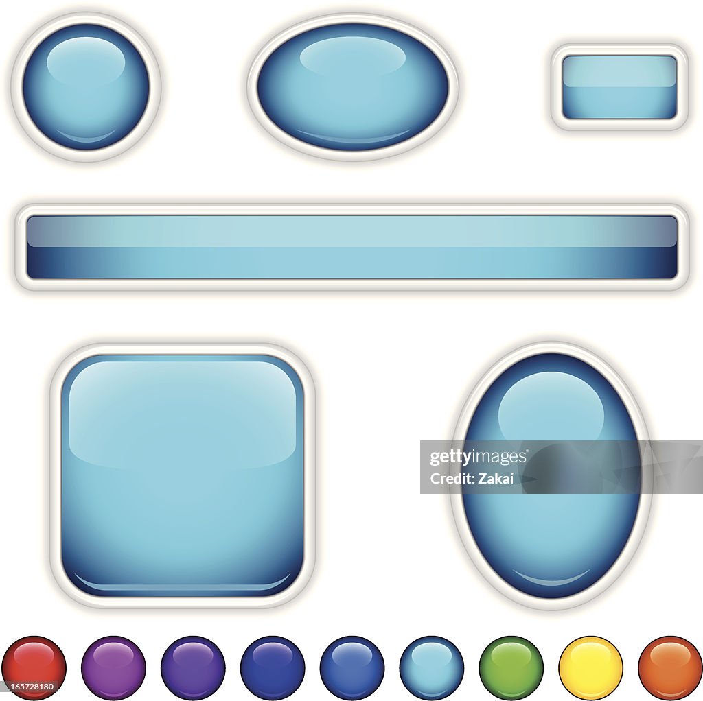Glossy Internet Plastic Buttons On 9 Different Colors High-Res Vector ...