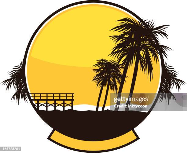 beach design - beach pier stock illustrations