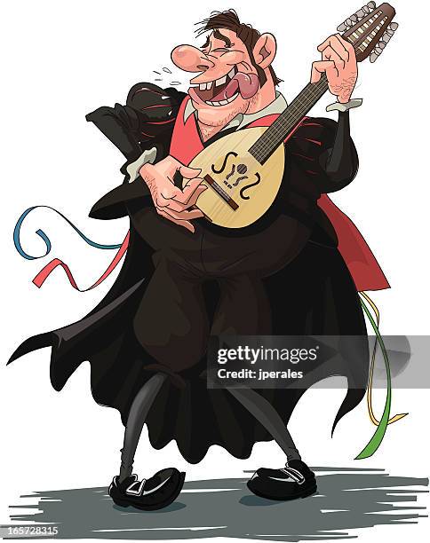 spanish tuno - lute stock illustrations