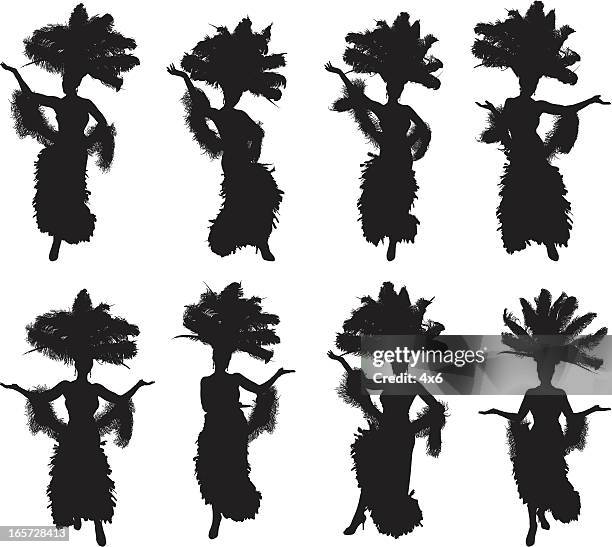 showgirls in verschiedenen posen - headdress stock-grafiken, -clipart, -cartoons und -symbole