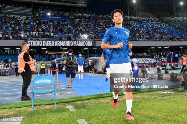 Daichi Kamada of SS Lazio prior the Serie A TIM match between SSC Napoli and SS Lazio at Stadio Diego Armando Maradona on September 02, 2023 in...