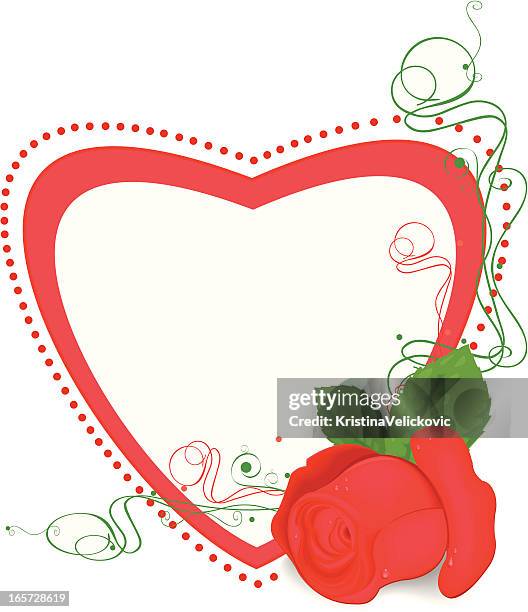 heart shape with rose - scroll pattern stock illustrations