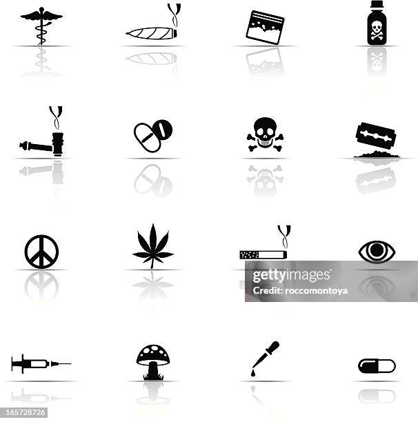ilustrações, clipart, desenhos animados e ícones de conjunto de ícones, drogas - cocaína