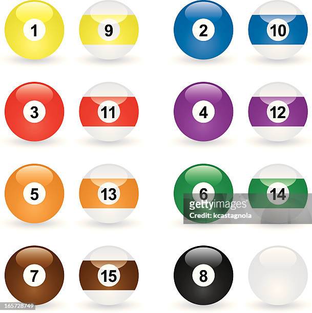 glassy icon billiard balls - cue ball stock illustrations