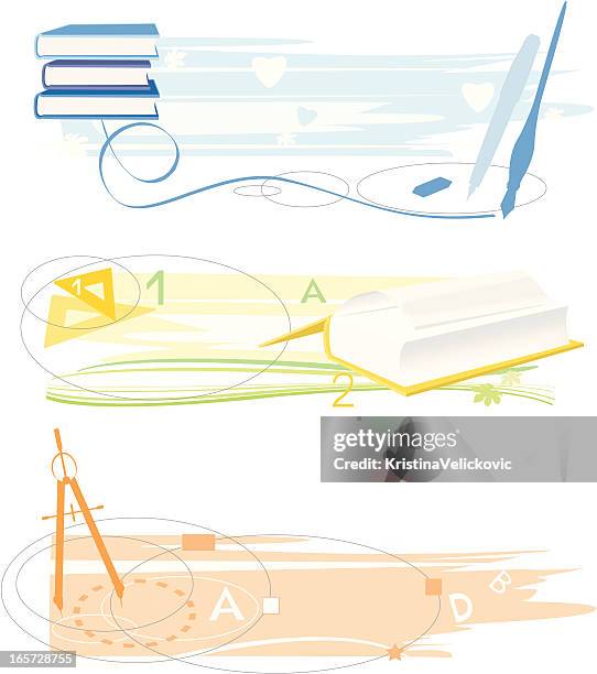 school banners - circular protractor stock illustrations