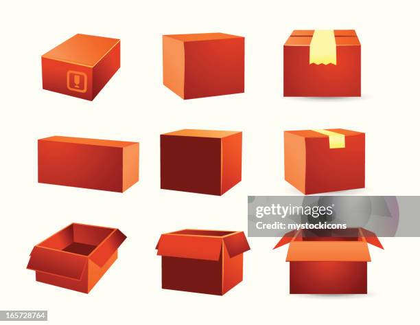 cardboard box icons - shoe box stock illustrations