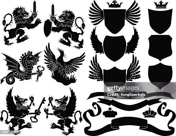 black crest elements - coat of arms stock illustrations