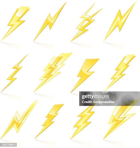 lightning bolts - thunderstorm stock illustrations