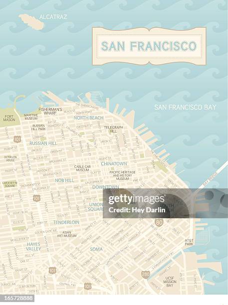 san francisco downtown map - san francisco stock illustrations